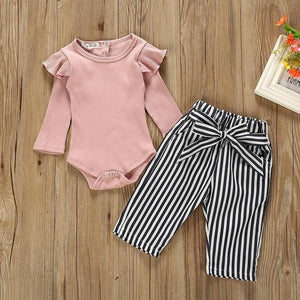 Autumn Baby Girl Boy Clothes Newborn Sets Outfit Pink Long Short Romper Bodysuit