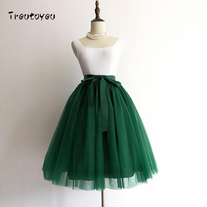 5 Layers 65cm Black Pleated skirt Sexy Midi Tulle skirt High Waist Full Lining Adult Tutu Korean Style Women