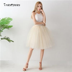 5 Layers 65cm Black Pleated skirt Sexy Midi Tulle skirt High Waist Full Lining Adult Tutu Korean Style Women