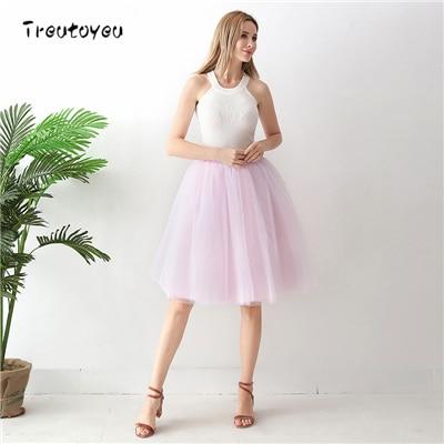 5 Layers 65cm Black Pleated skirt Sexy Midi Tulle skirt High Waist Full Lining Adult Tutu Korean Style Women