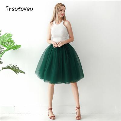 5 Layers 65cm Black Pleated skirt Sexy Midi Tulle skirt High Waist Full Lining Adult Tutu Korean Style Women