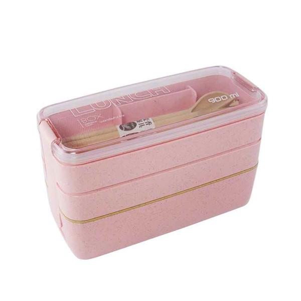 900ml Healthy Material Lunch Box 3 Layer Wheat Straw Bento Boxes Microwave Dinnerware Food Storage Container Lunchbox