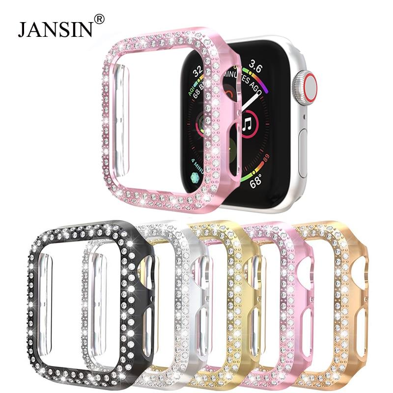 Double Rows Diamond watch case for apple watch case 38mm 42mm 40mm 44mm band PC Screen Protector cover for iWatch Series 5 4 3 2