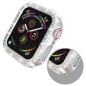 Double Rows Diamond watch case for apple watch case 38mm 42mm 40mm 44mm band PC Screen Protector cover for iWatch Series 5 4 3 2