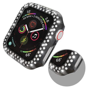 Double Rows Diamond watch case for apple watch case 38mm 42mm 40mm 44mm band PC Screen Protector cover for iWatch Series 5 4 3 2