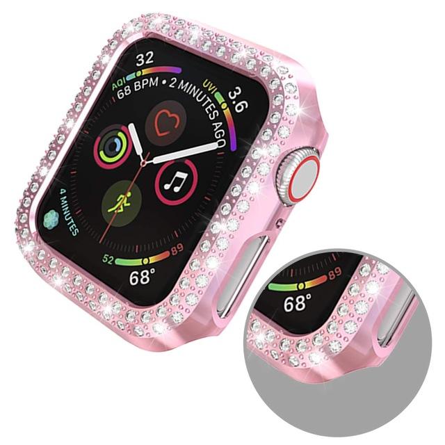 Double Rows Diamond watch case for apple watch case 38mm 42mm 40mm 44mm band PC Screen Protector cover for iWatch Series 5 4 3 2