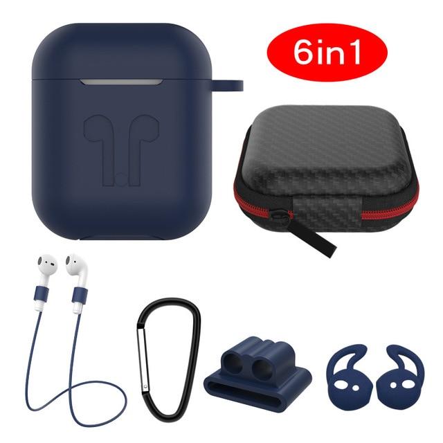 6 IN-1 Cases Lanyard Carabiner Protective Case For AirPods Headphone Silicone Cover For Air Pods 2 Case Accessories Storage Box