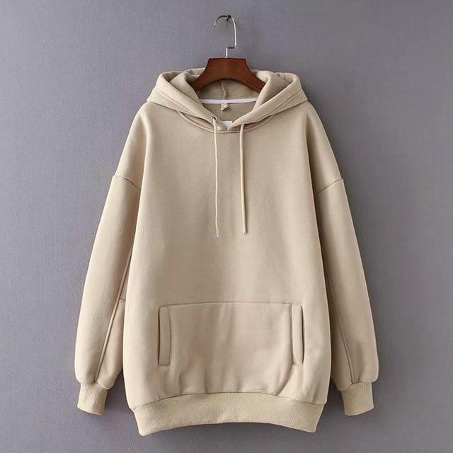 Tangada women fleece hoodie sweatshirts winter japanese fashion 2019 oversize ladies pullovers warm pocket hooded jacket SD60