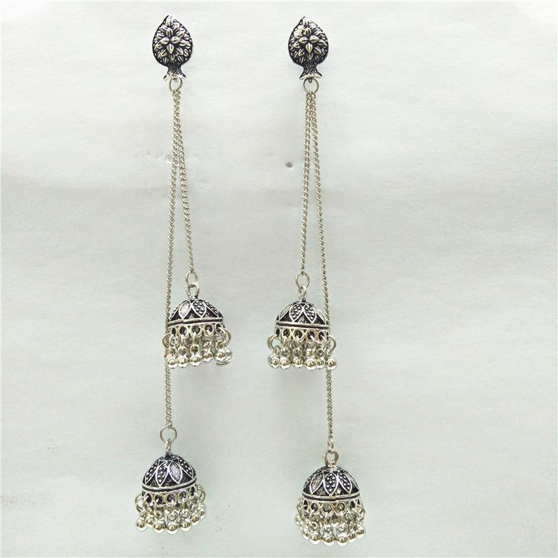 Jhumkas indian women's ear jewelry long vintage flower drop earrings