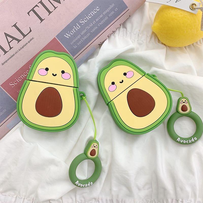 Capa For Apple AirPods 2 Earphone Soft TPU Case For Apple Air Pods 1 Cute Cartoon Strawberry Avocado Peach Cover Case With Hooks