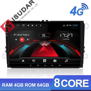 Isudar H53 4G Android Car Multimedia 1 Din Stereo For Volkswagen/VW/POLO/PASSAT/Golf/Skoda/Fabia IPS GPS Radio DVR 1080P Camera