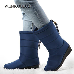 Waterproof Winter Boots Female Shoes Mid-Calf Down Boots