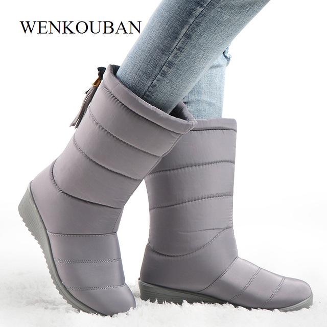 Waterproof Winter Boots Female Shoes Mid-Calf Down Boots