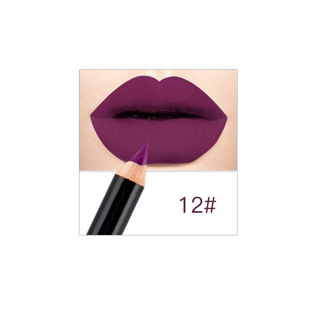 12 Colors Fashion Matte Lip Liner lipstick pen Long Lasting Pigments Waterproof no blooming Smooth soft Makeup tools lips TSLM1