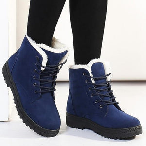 warm fur plush Insole women winter boots square heels flock ankle boots