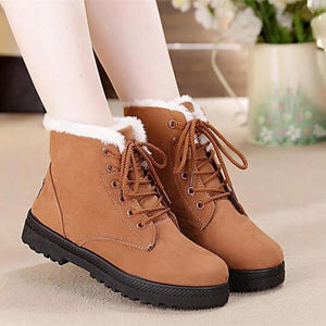 warm fur plush Insole women winter boots square heels flock ankle boots