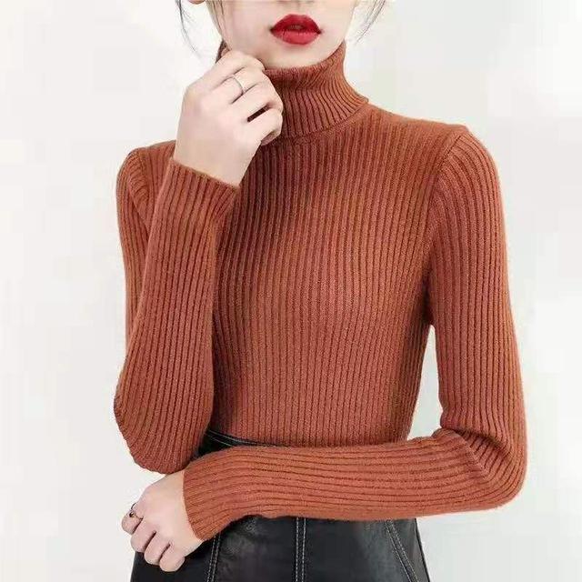 2019 Women Sweater casual solid turtleneck female pullover full sleeve warm soft spring autumn winter knitted cotton