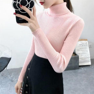 2019 Women Sweater casual solid turtleneck female pullover full sleeve warm soft spring autumn winter knitted cotton