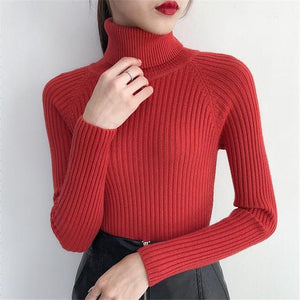 2019 Women Sweater casual solid turtleneck female pullover full sleeve warm soft spring autumn winter knitted cotton