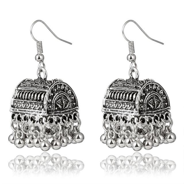 Gypsy Afghan Jewelry Retro Ethnic Silver Indian Jhumka