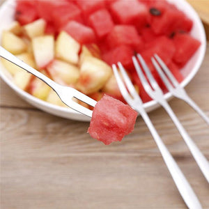 1pcs Stainless Steel Flatware Fruit Fork Appetizer Snack Dessert Fork Birthday Party Fruit Pick Gadget Kitchen Accessories