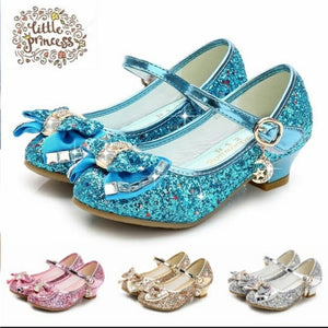 Butterfly Children Princess Shoes Girls Bowtie Candy Color Hight Heels