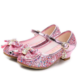 Butterfly Children Princess Shoes Girls Bowtie Candy Color Hight Heels