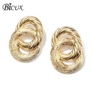 BICUX Fashion Gold Drop Earrings for Women Statement Big Geometric Metal Earring