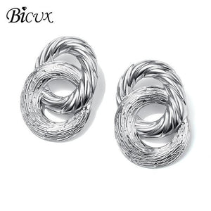 BICUX Fashion Gold Drop Earrings for Women Statement Big Geometric Metal Earring