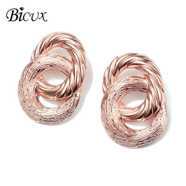 BICUX Fashion Gold Drop Earrings for Women Statement Big Geometric Metal Earring