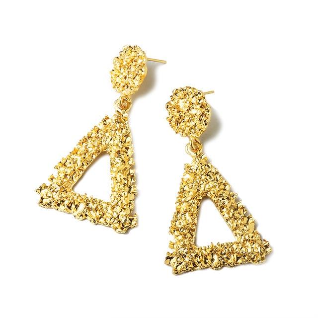 BICUX Fashion Gold Drop Earrings for Women Statement Big Geometric Metal Earring