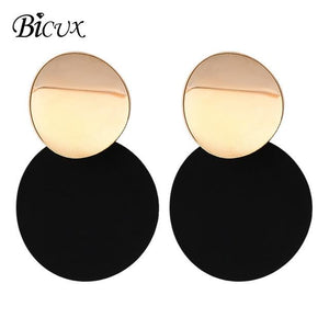 BICUX Fashion Gold Drop Earrings for Women Statement Big Geometric Metal Earring