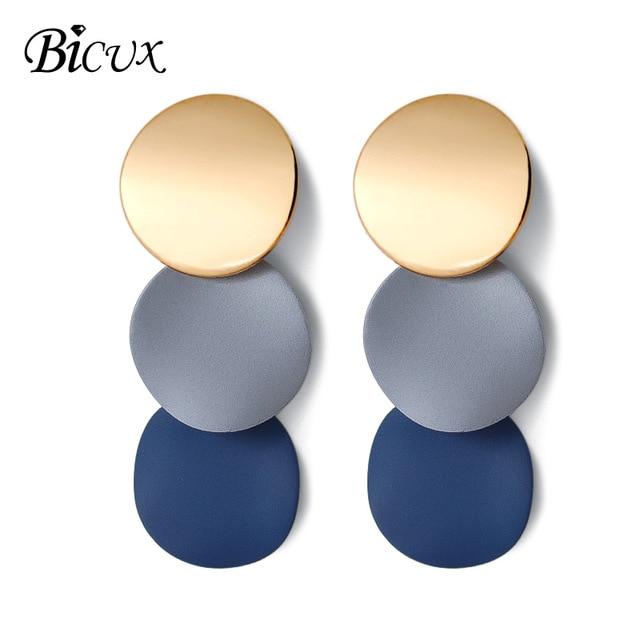 BICUX Fashion Gold Drop Earrings for Women Statement Big Geometric Metal Earring