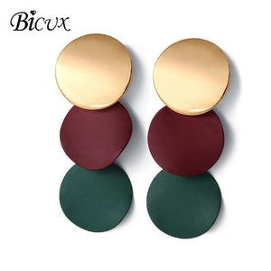 BICUX Fashion Gold Drop Earrings for Women Statement Big Geometric Metal Earring