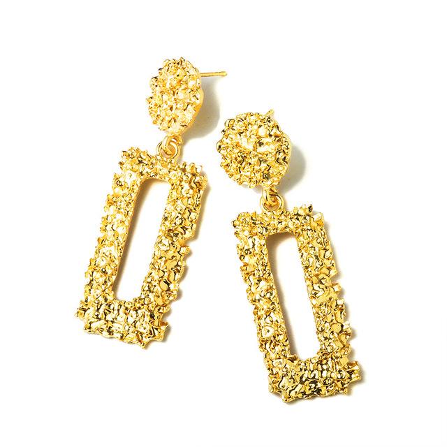 BICUX Fashion Gold Drop Earrings for Women Statement Big Geometric Metal Earring