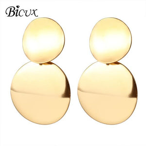 BICUX Fashion Gold Drop Earrings for Women Statement Big Geometric Metal Earring