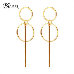 BICUX Fashion Gold Drop Earrings for Women Statement Big Geometric Metal Earring