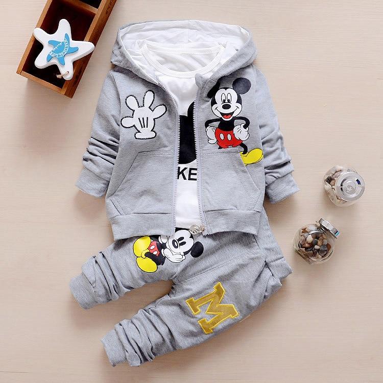 Autumn Baby Girls Boys Clothes Sets Cute Infant Cotton Suits Coat+T Shirt+Pants