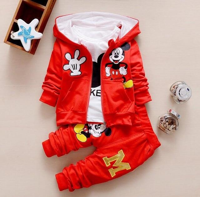 Autumn Baby Girls Boys Clothes Sets Cute Infant Cotton Suits Coat+T Shirt+Pants