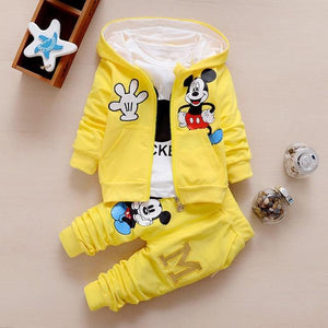 Autumn Baby Girls Boys Clothes Sets Cute Infant Cotton Suits Coat+T Shirt+Pants