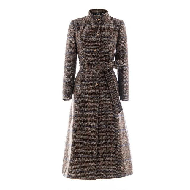 Vangull Woolen coat women high quality Classic Long wool coats 2019 New Wool Jackets Trench winter outerwear plaid woman coats