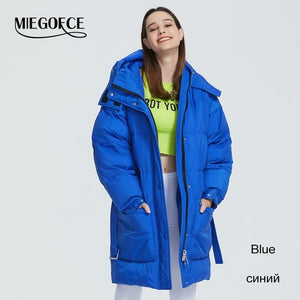 MIEGOFCE 2019 New Design Winter Coat Womens Parka Insulated Loose Cut With Patch Pockets Casual Loose Jacket Stand Collar Hooded