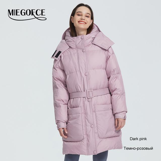 MIEGOFCE 2019 New Design Winter Coat Womens Parka Insulated Loose Cut With Patch Pockets Casual Loose Jacket Stand Collar Hooded