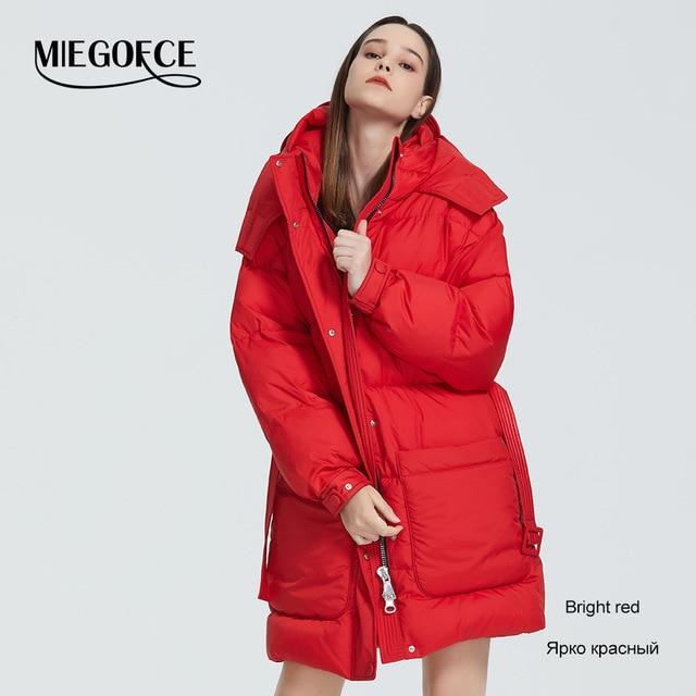 MIEGOFCE 2019 New Design Winter Coat Womens Parka Insulated Loose Cut With Patch Pockets Casual Loose Jacket Stand Collar Hooded