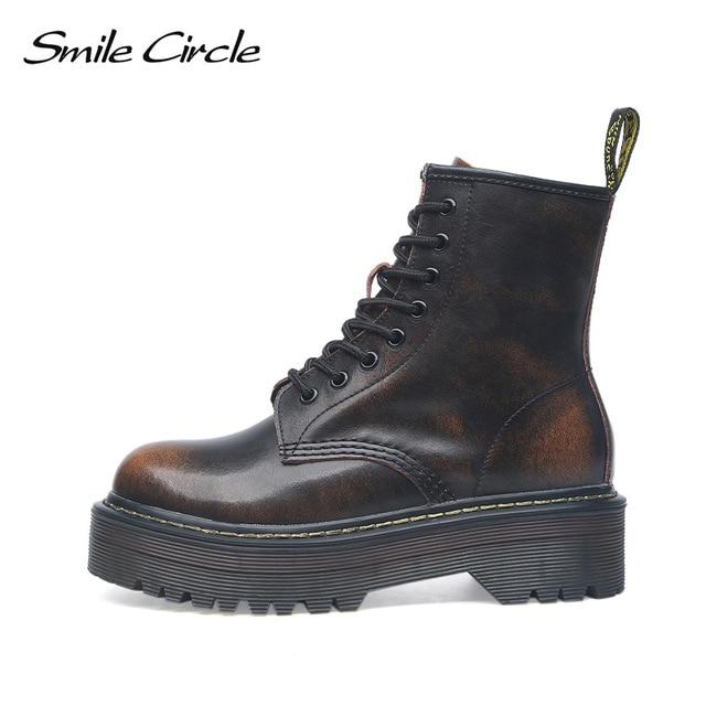 Smile Circle Size 35-42 Flat Platform Boots Women Shoes