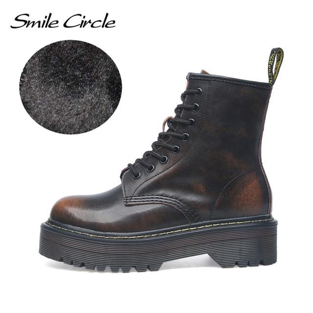 Smile Circle Size 35-42 Flat Platform Boots Women Shoes