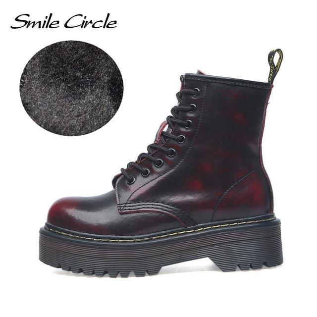 Smile Circle Size 35-42 Flat Platform Boots Women Shoes