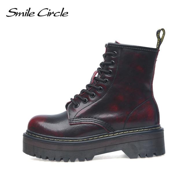 Smile Circle Size 35-42 Flat Platform Boots Women Shoes