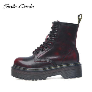 Smile Circle Size 35-42 Flat Platform Boots Women Shoes