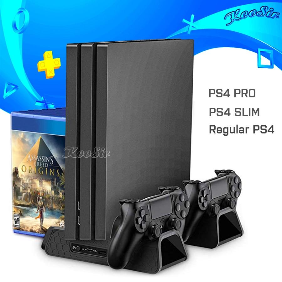 PS4 Slim PRO Console Cooling Fan Stand PS 4 Controller Charger Joystick Charging Station for Playstation 4 Slim Pro Games